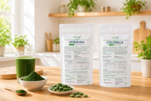 Spirulina i Chlorella z rozerwaną ścianą komórkową